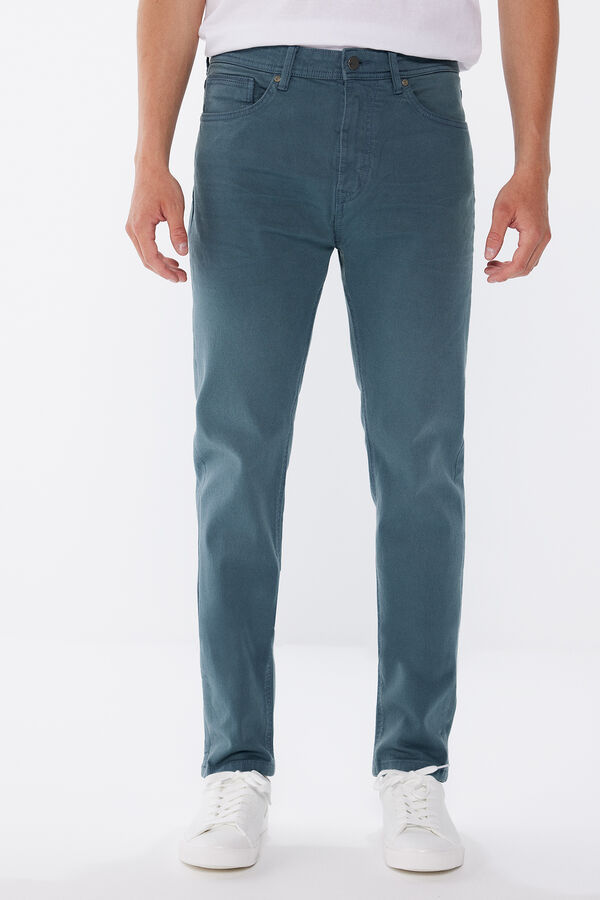 Springfield Pantalon couleur slim fit acqua