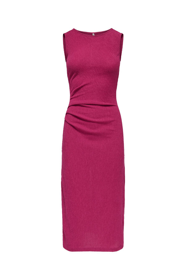 Only Vestido midi textura fucsia