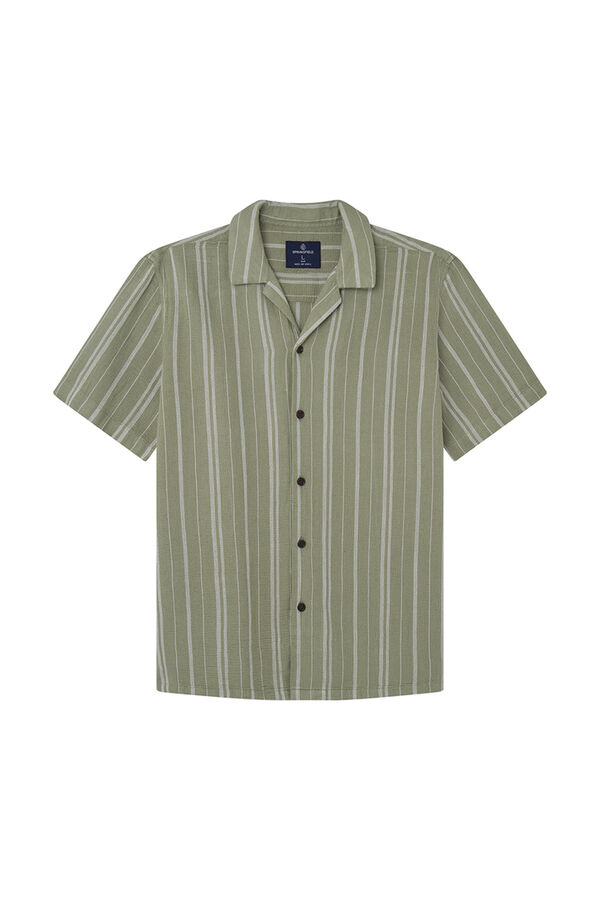 Springfield Rustic striped short sleeve shirt grey