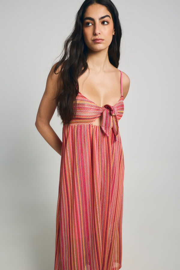Only Vestido largo cuello en V fucsia