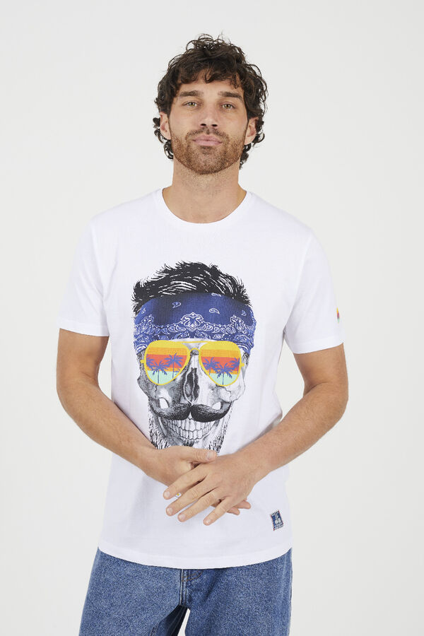 Brave Soul Camiseta de calavera manga corta blanco