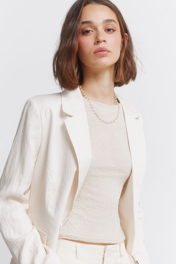 Springfield Shirt collar blazer nude
