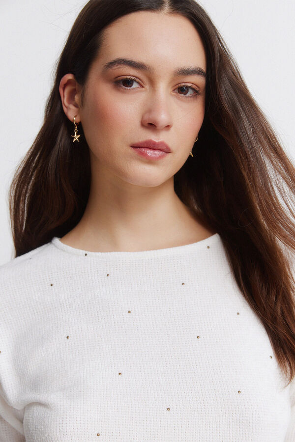 Springfield Camiseta chenilla tachas beige