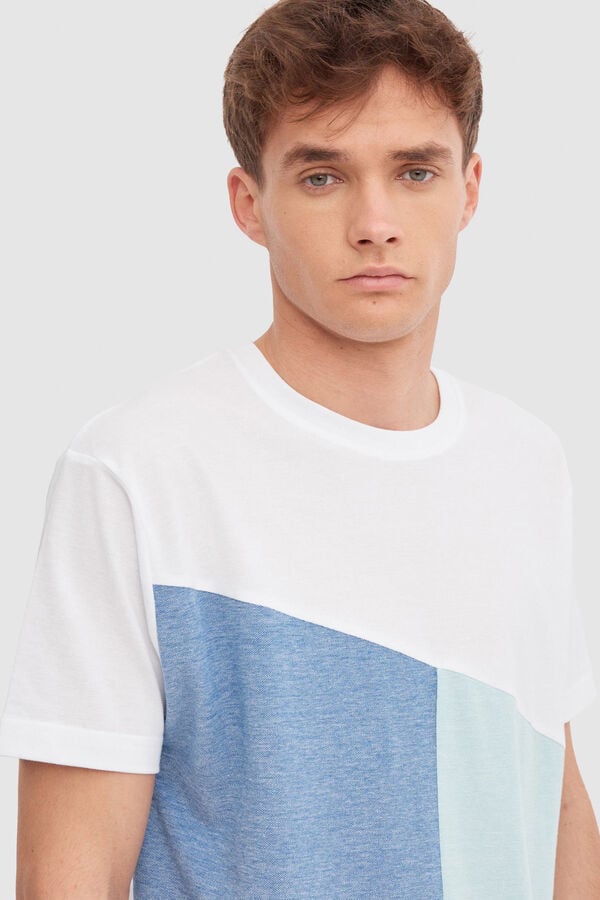 Springfield Camiseta com textura em bloco colorido branco