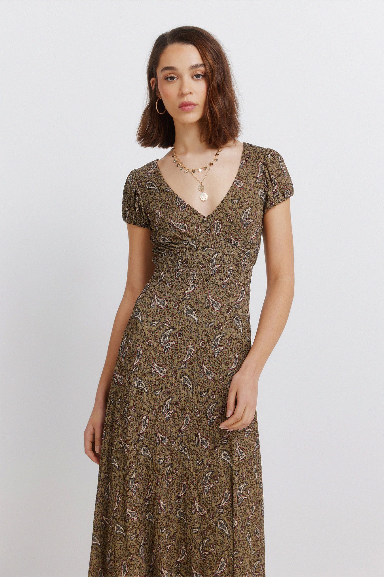 Springfield Robe midi imprim&eacute; frise