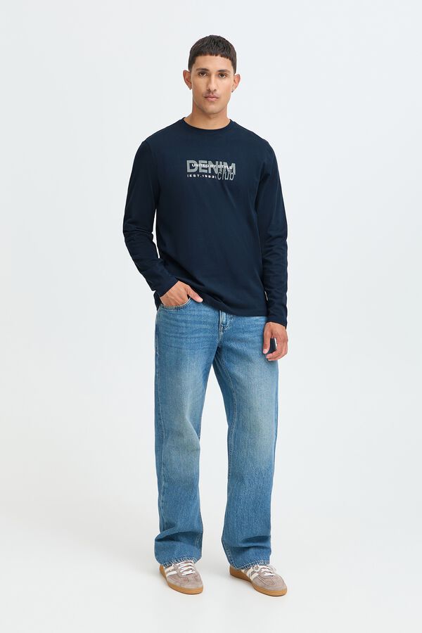 Blend Cotton long sleeve T-shirt bleu