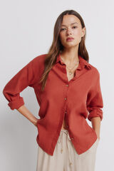 Springfield Linen V-neck shirt red