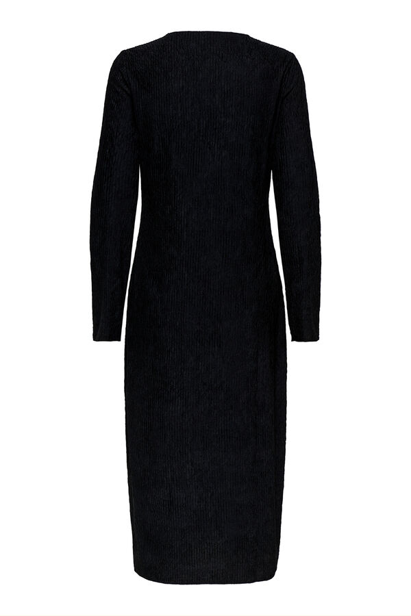 JDY Lang&auml;rmelig Midi-Kleid Schwarz