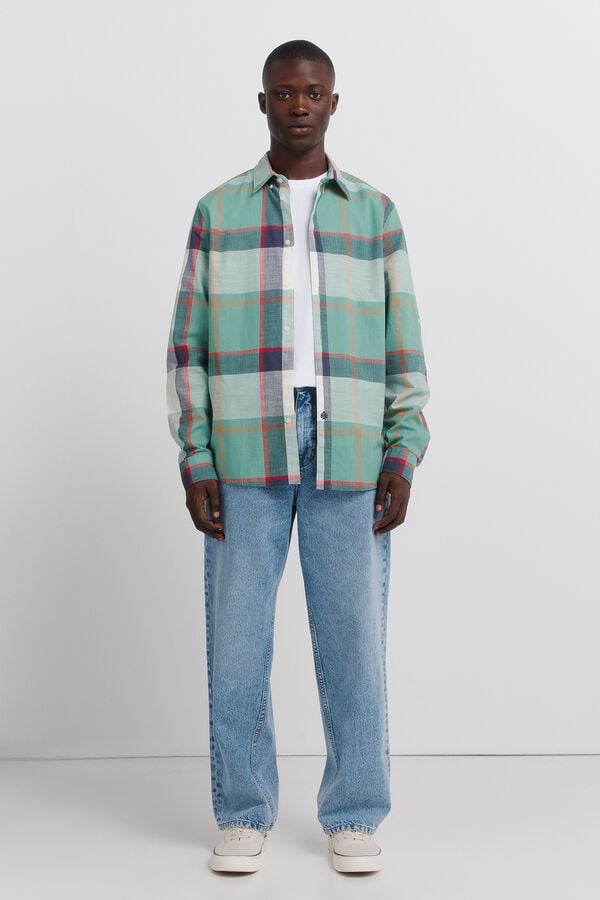 Springfield Cotton lightweight plaid shirt green