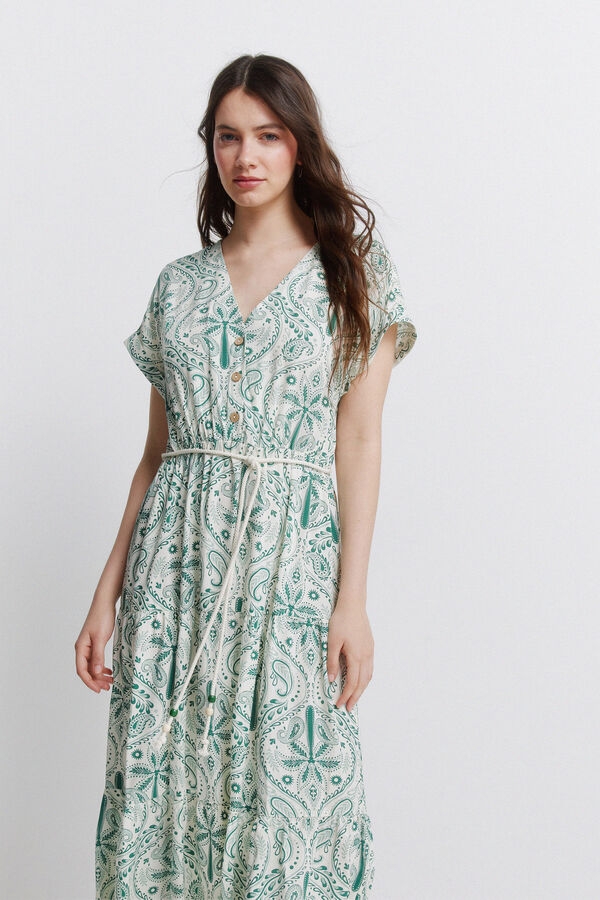 Springfield Paisley print midi dress printed