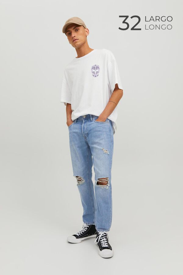 Calças jeans Frank azul cropped, Calças de ganga para Homem