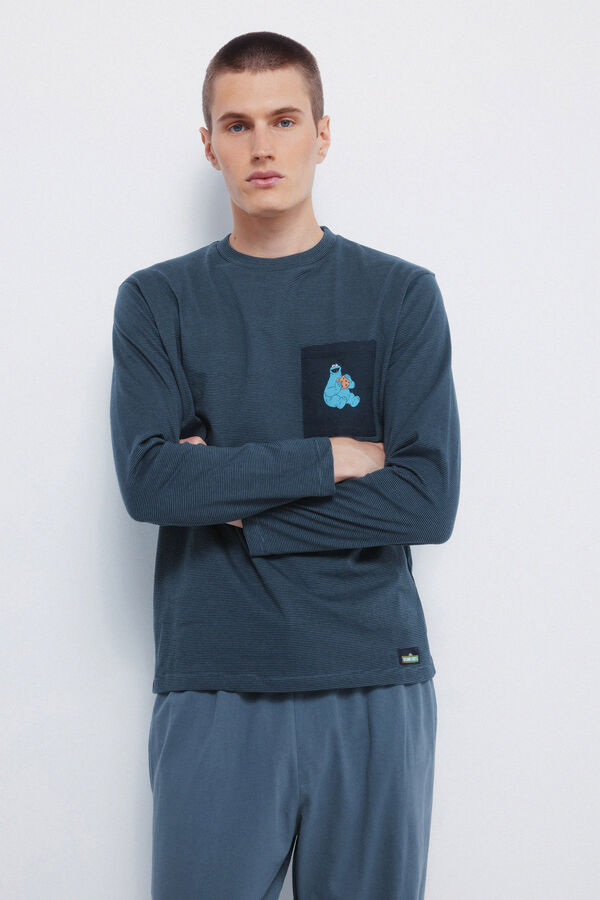 Springfield Cookie Monster Long Pajamas blue