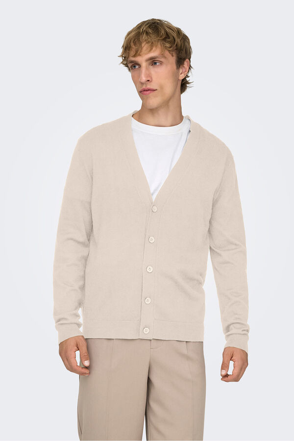 Only & Sons Regular fit cardigan brown