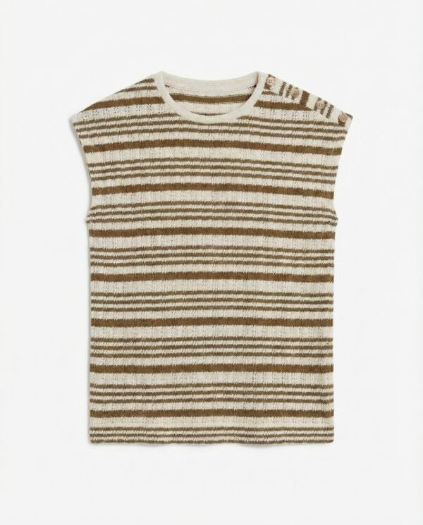 Springfield T-shirt &agrave; rayures en maille beige