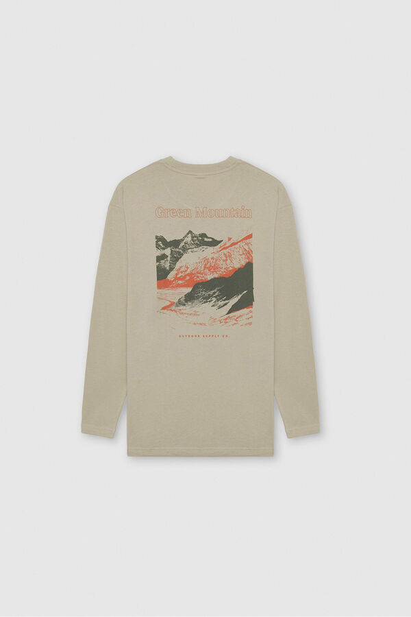 Inside T-shirt com estampado da natureza bege