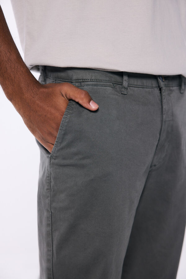 Springfield Relaxed fit washed color chinos pants grey