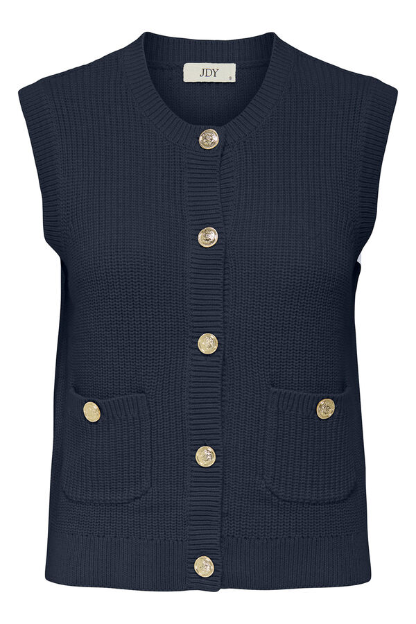 JDY Buttoned jersey-knit gilet blue