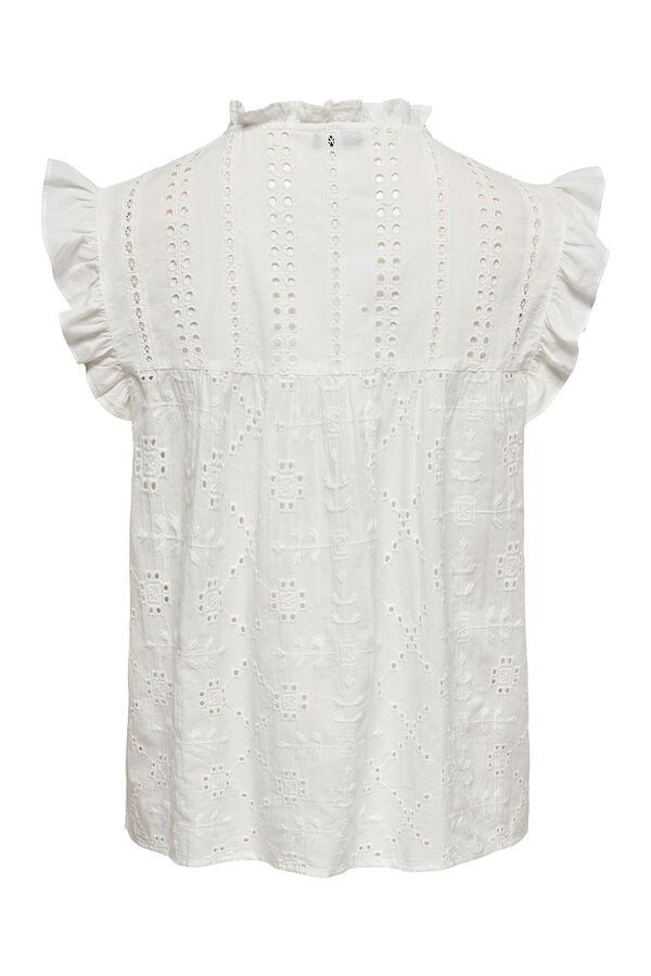 Only Blusa manga corta volantes blanco