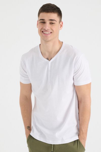 Springfield Basic-T-Shirt mit Knöpfen Weiß