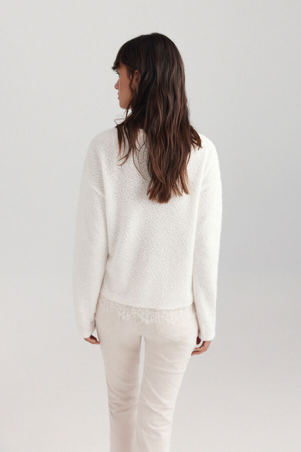 Springfield Lace fine long sleeve jumper white
