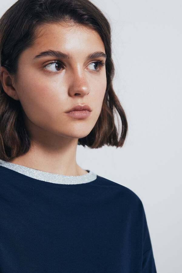 Springfield Lurex neck t-shirt blue