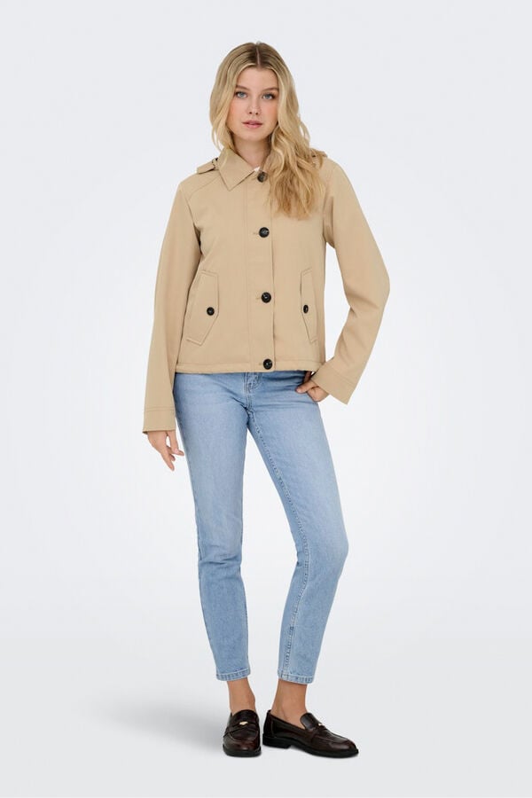 Only Short hooded parka brown