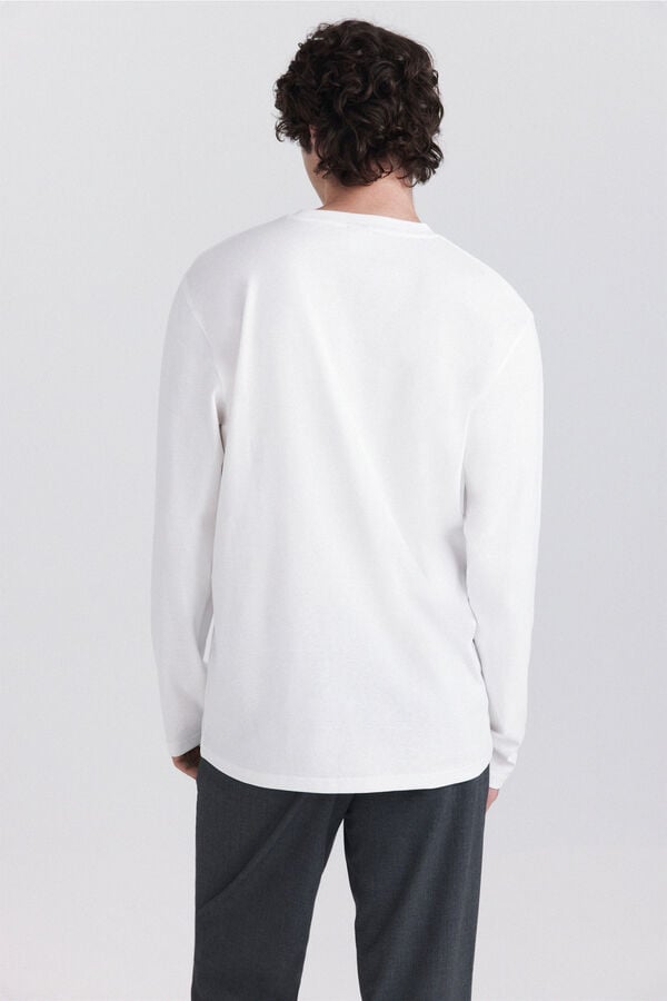 Springfield Ribbed basic long sleeve T-shirt white