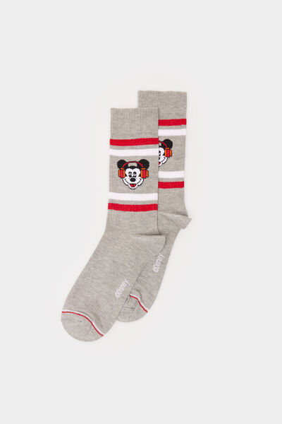 Springfield Striped Mickey Mouse socks gray