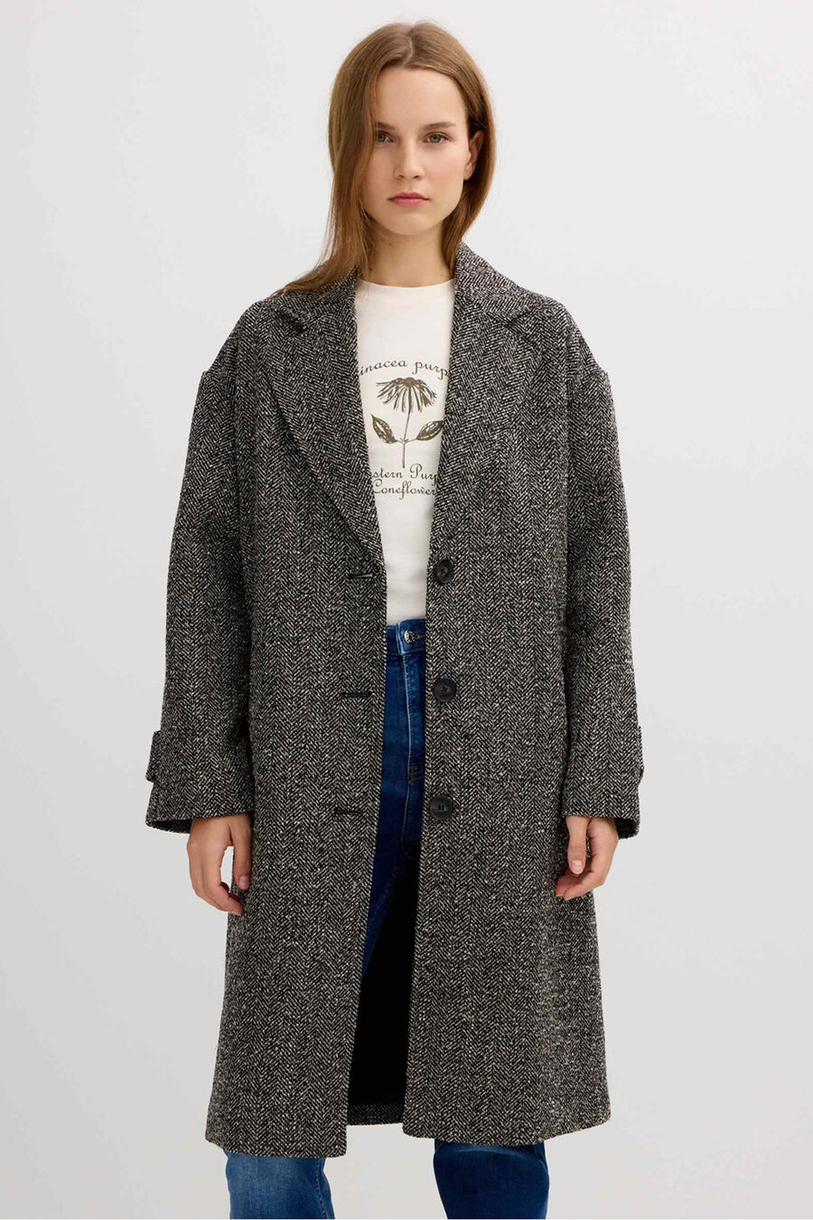 Abrigo espiga hombro caído