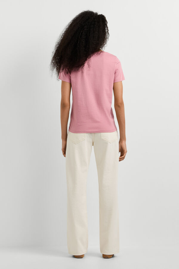 Pepe Jeans T-shirt b&aacute;sica de manga curta rosa