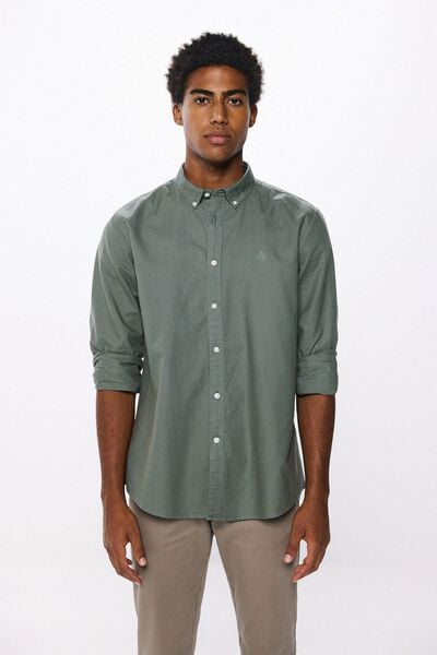 Springfield Camisa oxford tinte en prenda verde