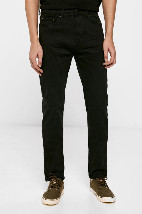 Springfield Slim fit washed 5-pocket coloured trousers black