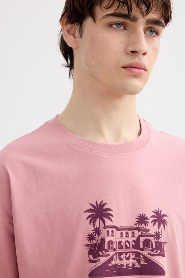 Inside Kurz&auml;rmeliges Oversize-T-Shirt Rosa