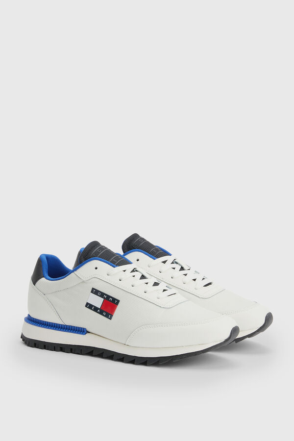 Springfield Running trainer with flag and serrated sole blanc