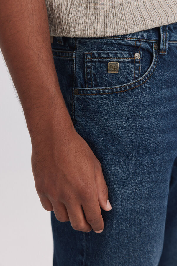 Springfield Overtinted wash straight fit jeans blue