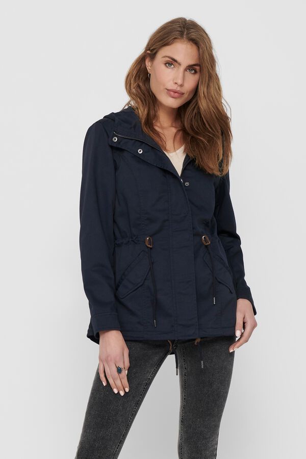 Only Short hooded parka blue