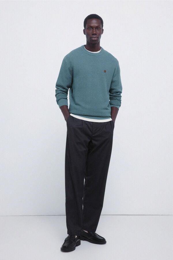 Springfield Structured round neck jumper blue