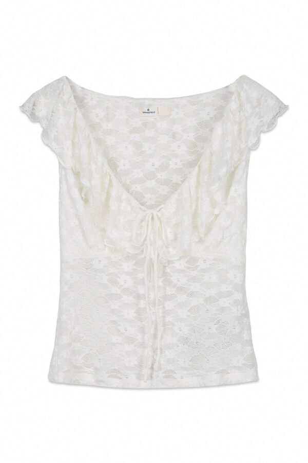 Springfield Lace ruffle top printed