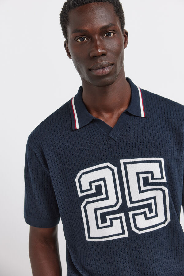 Springfield Jacquard sport polo shirt blue