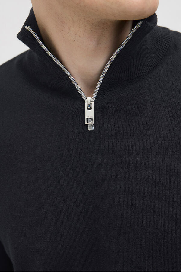 JJ REBEL Camisola com gola na fecho-&eacute;clair preto