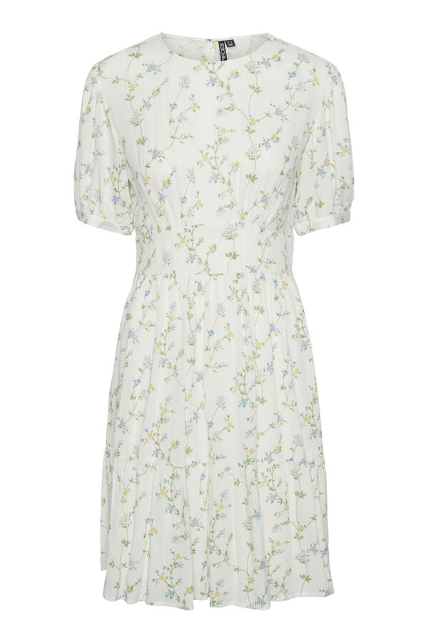 Pieces Short closed neck dress white