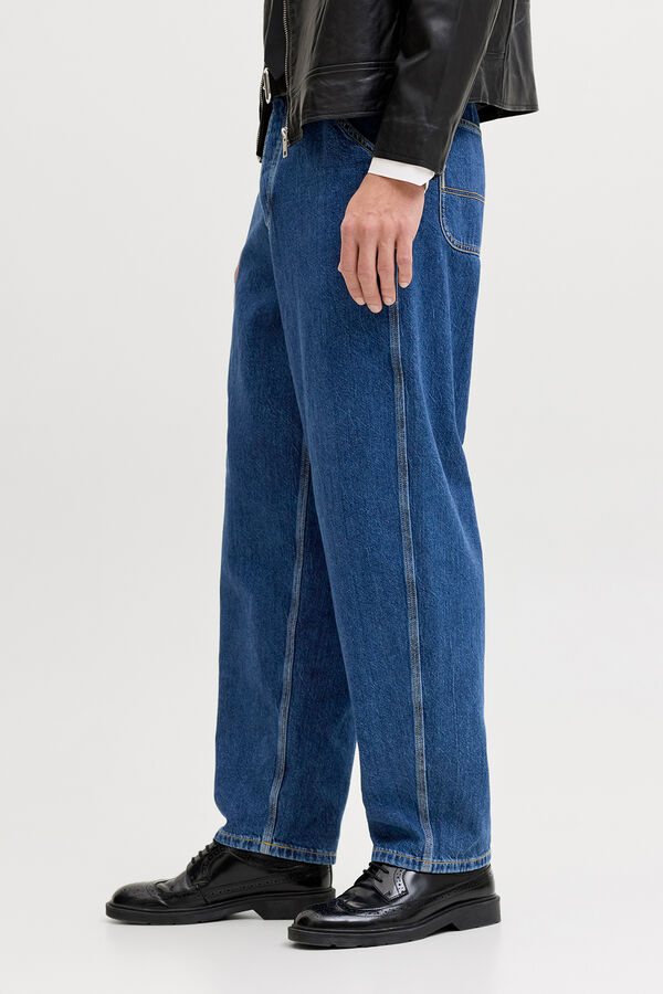 Jack & Jones Jeans baggy tiro alto algod&oacute;n azul