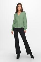 Springfield V-neck blouse with long sleeves green