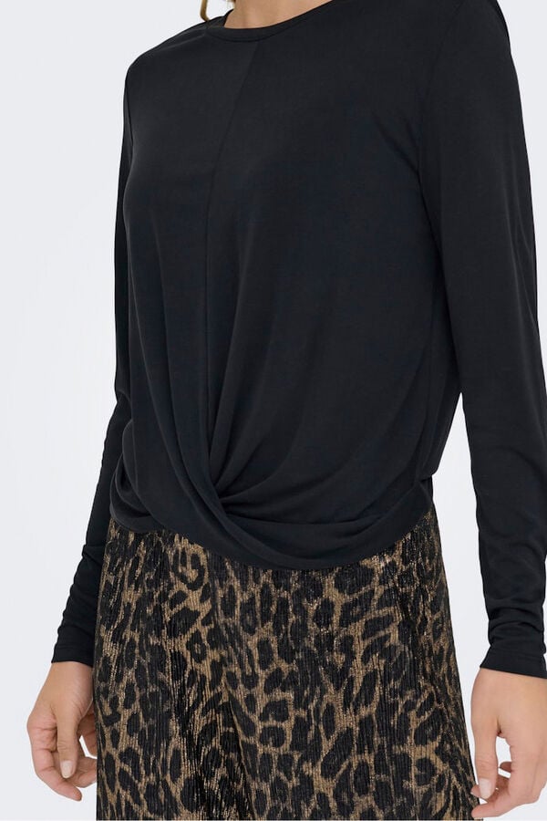 Only Lang&auml;rmelig drapiertes Top Schwarz