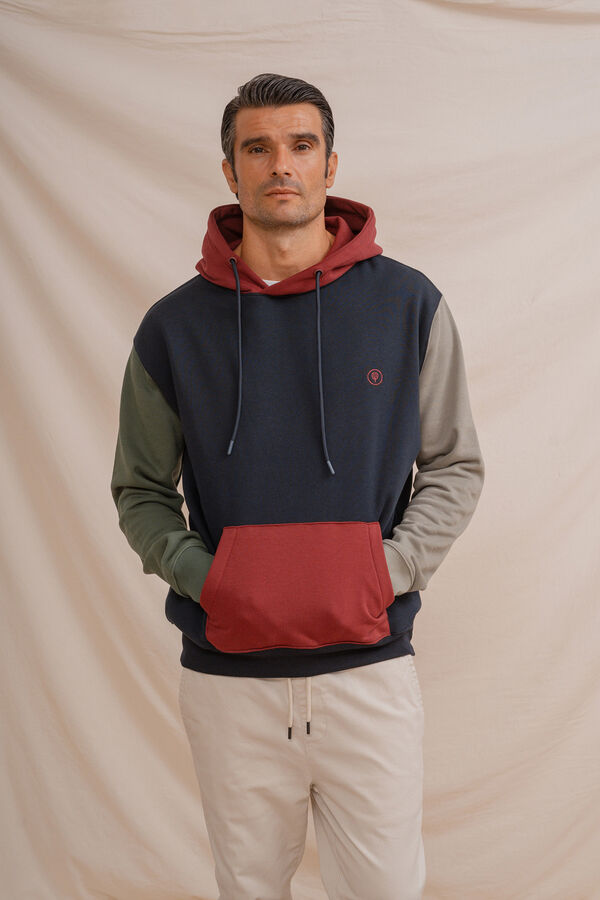 Celopman Sudadera canguro tricolor azul