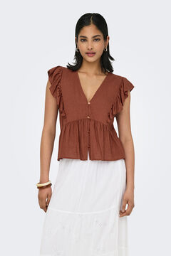 Only Blusa de linho com regular fit vermelho