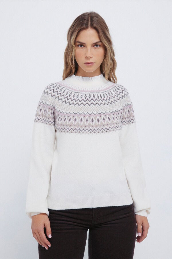 Springfield Jersey cenefa jacquard cuello combinado nude