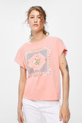 Springfield T-shirt Graphique Fleur Encadrée rose