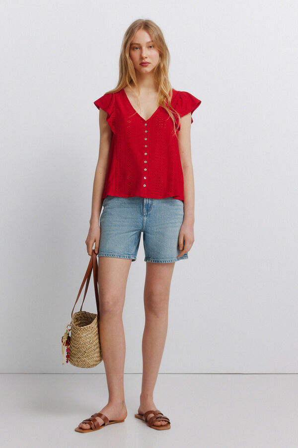 Springfield Embroidered short sleeve T-shirt red