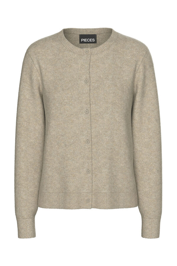 Pieces round neck buttons cardigan gris